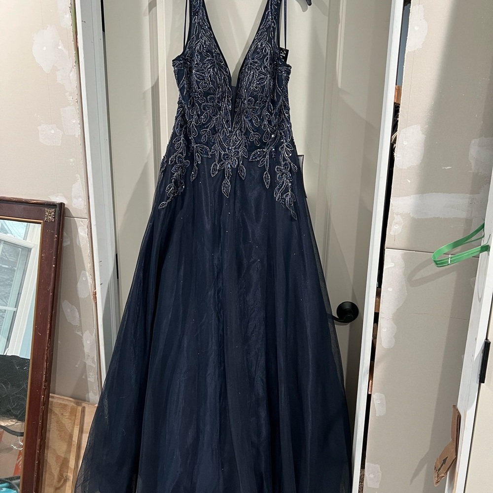 Xscape Navy Blue Ballgown - Picture 3 of 7
